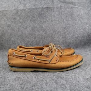 Timberland Boat Shoes Mens 9 Leather Casual Moc Toe Two Eye Brown Retro Classic